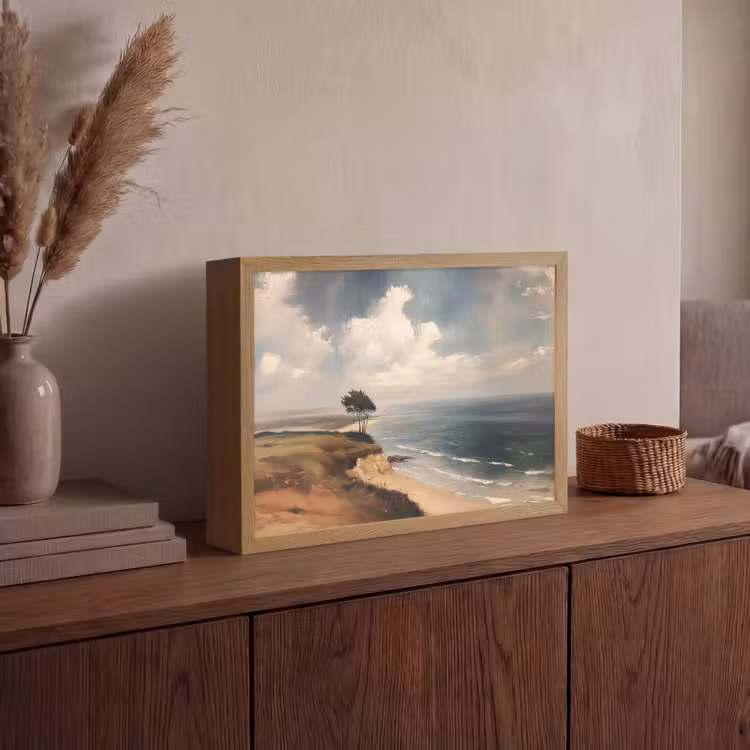 Klif - Zee - Boom Light Box met batterij (Wandlamp) middel -sfeer2