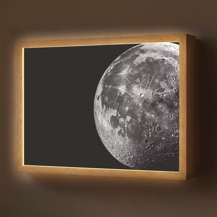 Close-up - Maan - Wit - Textuur Light Box met batterij (Wandlamp) middel -z3d_website