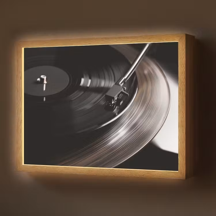 Close-up - Vinylplaat - Platenspeler - Zwart Light Box met batterij (Wandlamp) middel -z3d_website