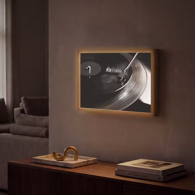 Close-up - Vinylplaat - Platenspeler - Zwart Light Box met batterij (Wandlamp) middel -sfeer1