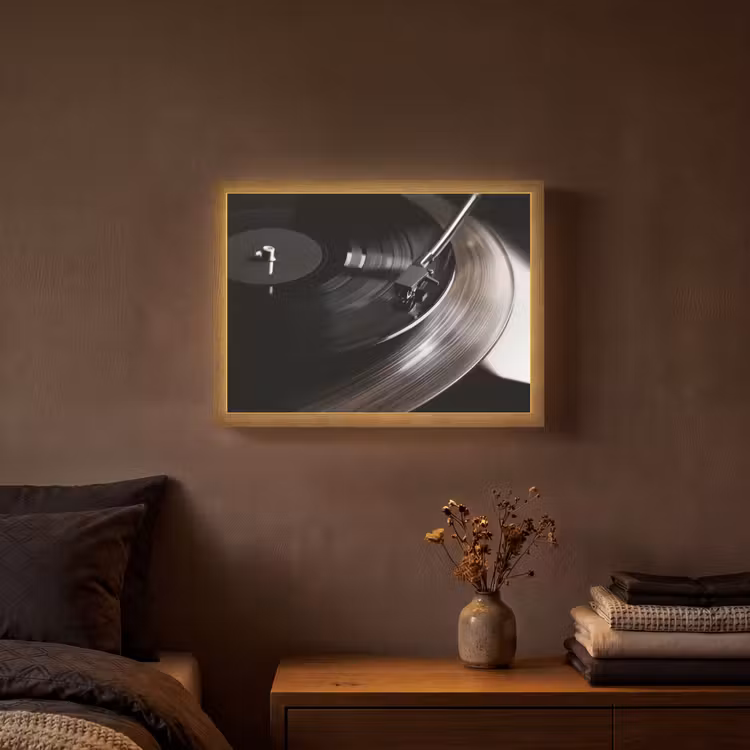 Close-up - Vinylplaat - Platenspeler - Zwart Light Box met batterij (Wandlamp) middel -sfeer4