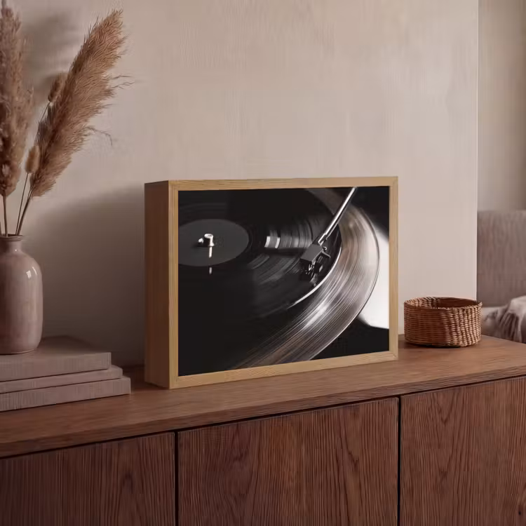 Close-up - Vinylplaat - Platenspeler - Zwart Light Box met batterij (Wandlamp) middel -sfeer2
