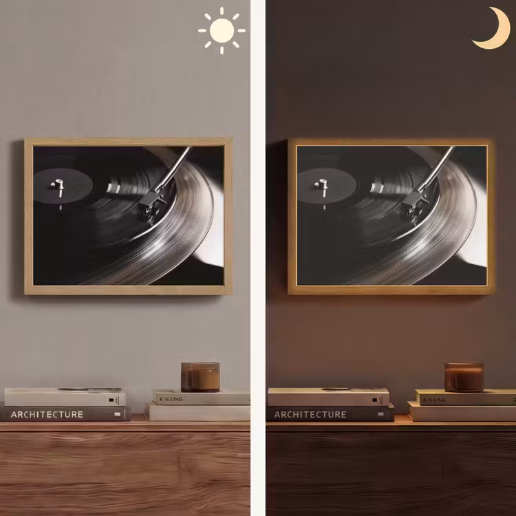 Close-up - Vinylplaat - Platenspeler - Zwart Light Box met batterij (Wandlamp) middel -sfeer3