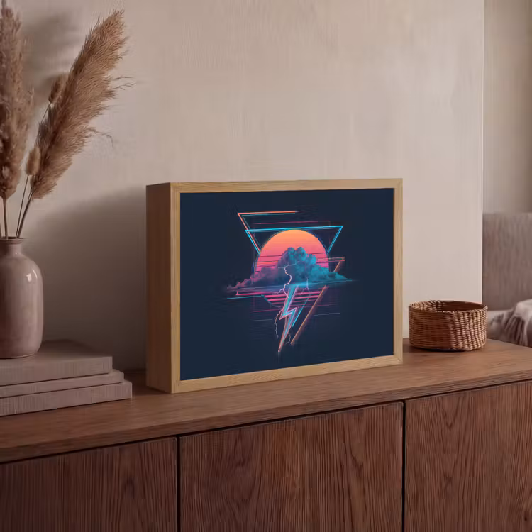 Wolk - Bliksemschicht - Driehoeken - Lijnen Light Box met batterij (Wandlamp) middel -sfeer2