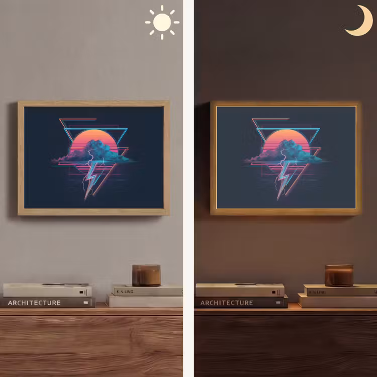 Wolk - Bliksemschicht - Driehoeken - Lijnen Light Box met batterij (Wandlamp) middel -sfeer3