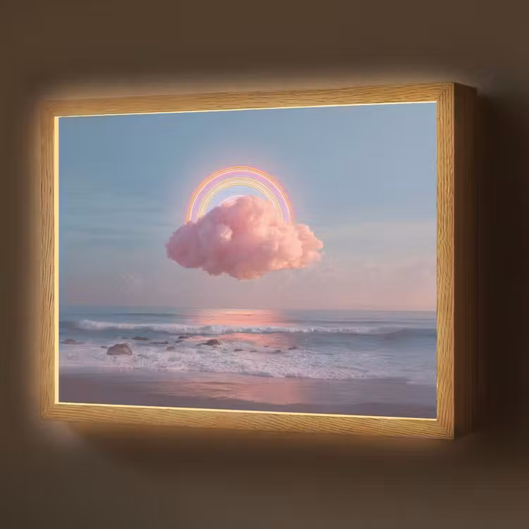Wolk - Regenboog - Zee Light Box met batterij (Wandlamp) middel -z3d_website