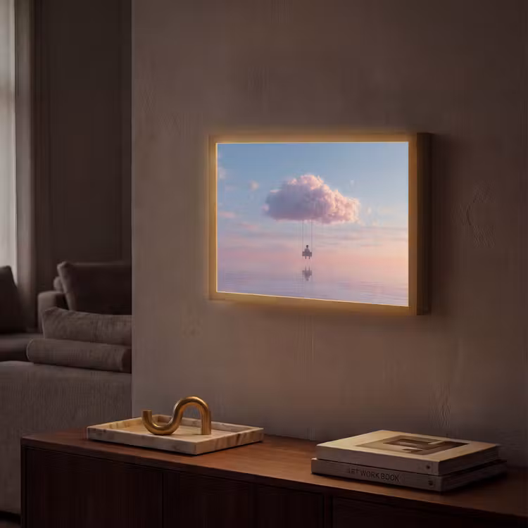 Wolk - Schommel - Kleurrijke lucht Light Box met batterij (Wandlamp) middel -sfeer1