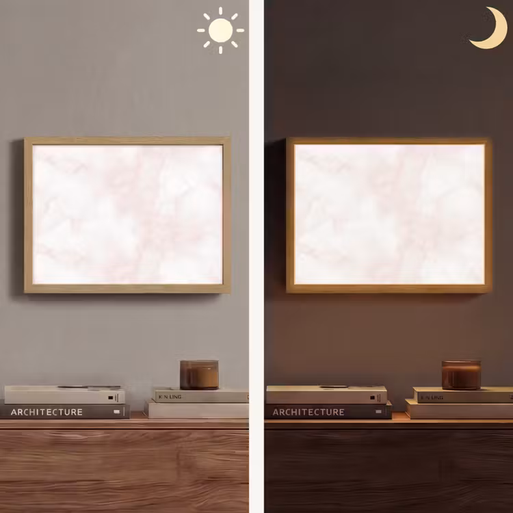 Wolkenstructuur - Roze - Marmer Light Box met batterij (Wandlamp) middel 907 -sfeer3