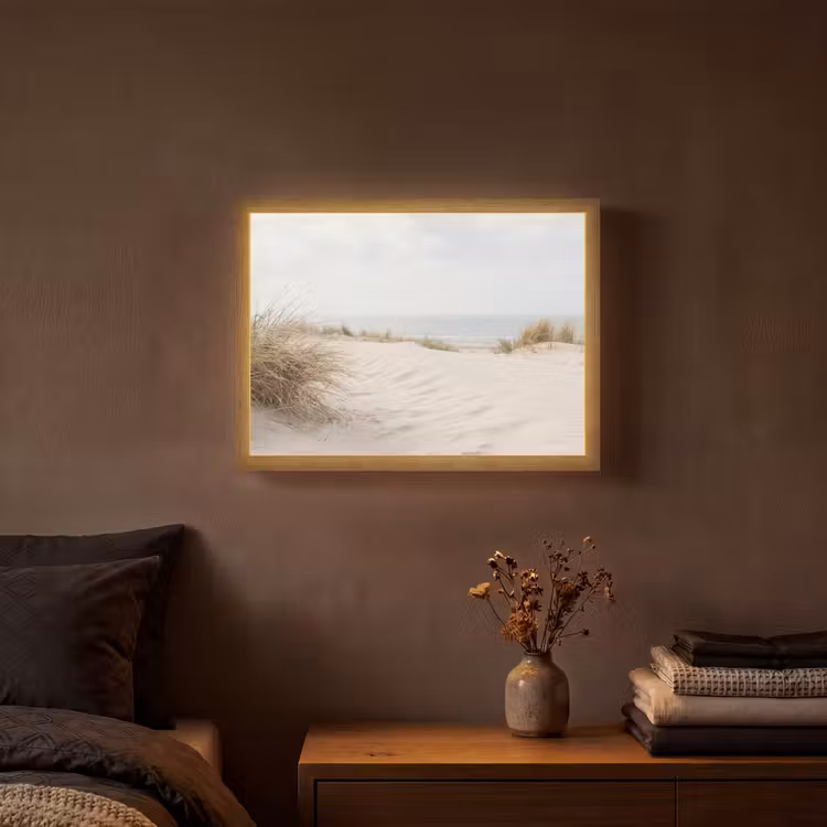 Wolken - Duinlandschap - Zand Light Box met batterij (Wandlamp) middel -sfeer4