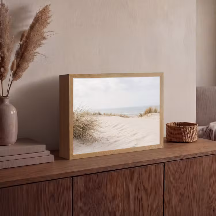 Wolken - Duinlandschap - Zand Light Box met batterij (Wandlamp) middel -sfeer2