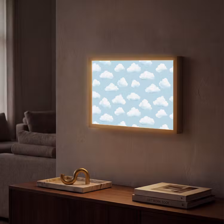 Wolken - Illustratie - Blauw Light Box met batterij (Wandlamp) middel 907 -sfeer1