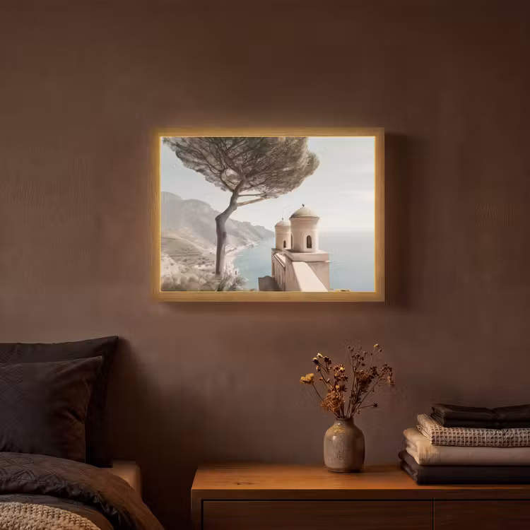 Kust - Klif - Boom - Gebouw Light Box met batterij (Wandlamp) middel -sfeer4