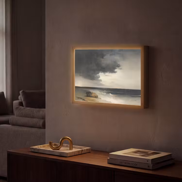 Kust - Golven - Rots - Storm Light Box met batterij (Wandlamp) middel -sfeer1