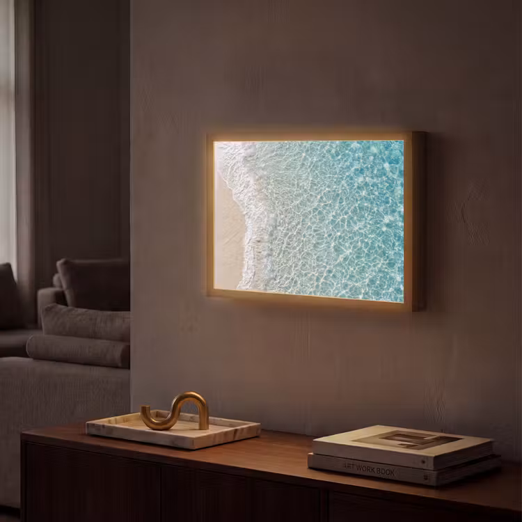 Kust - Zand - Blauw Light Box met batterij (Wandlamp) middel -sfeer1