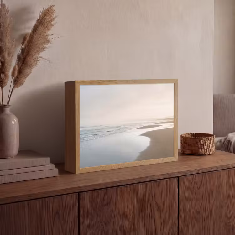 Kustlijn - Strand - Oceaan Light Box met batterij (Wandlamp) middel -sfeer2