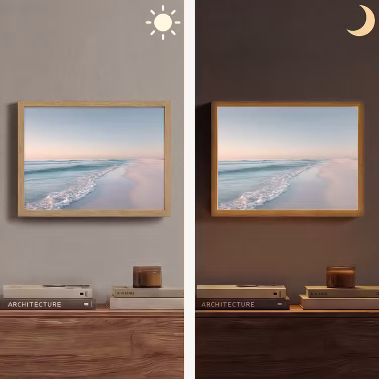 Kustlijn - Pastel - water Light Box met batterij (Wandlamp) middel -sfeer3