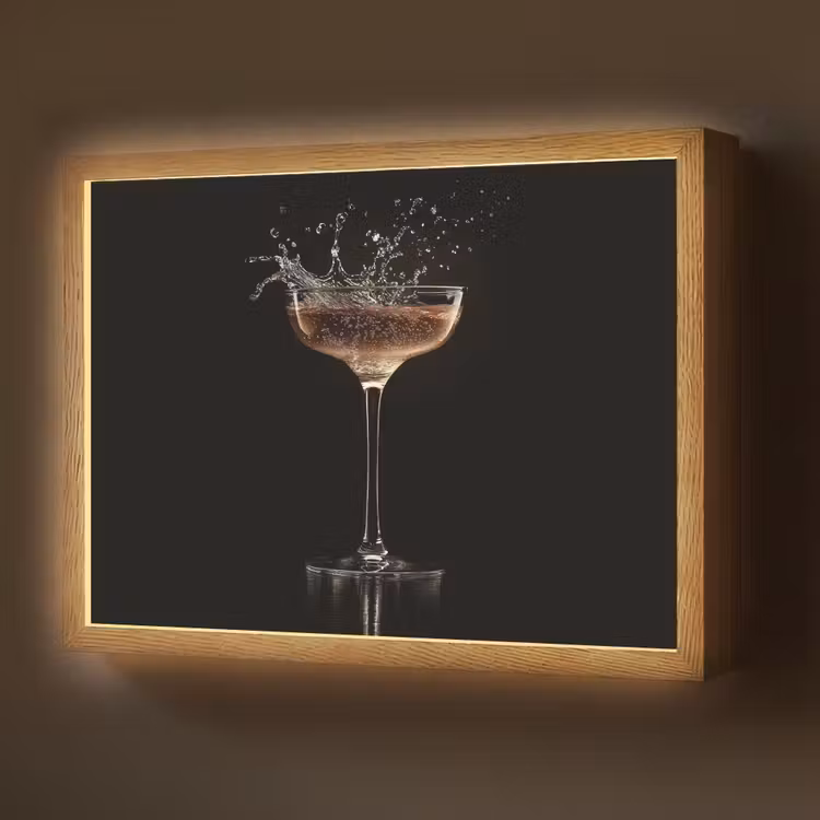 Cocktail - Zwart - Spetters - Glas Light Box met batterij (Wandlamp) middel -z3d_website