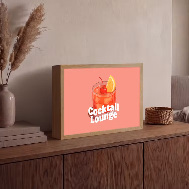 Cocktail Lounge - Glas - Koraal Light Box met batterij (Wandlamp) middel -sfeer2