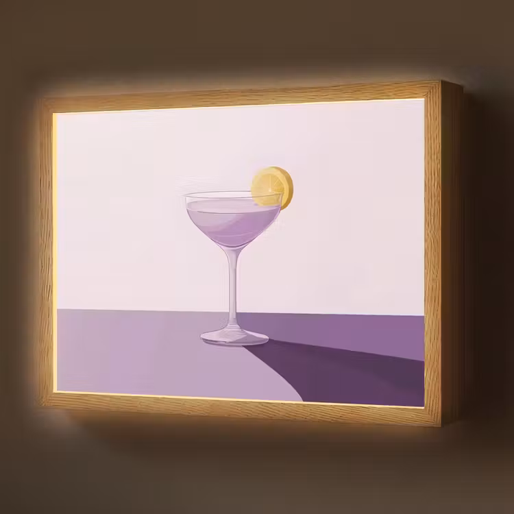 Cocktail - Paars - Minimalistisch - Citroen Light Box met batterij (Wandlamp) middel -z3d_website
