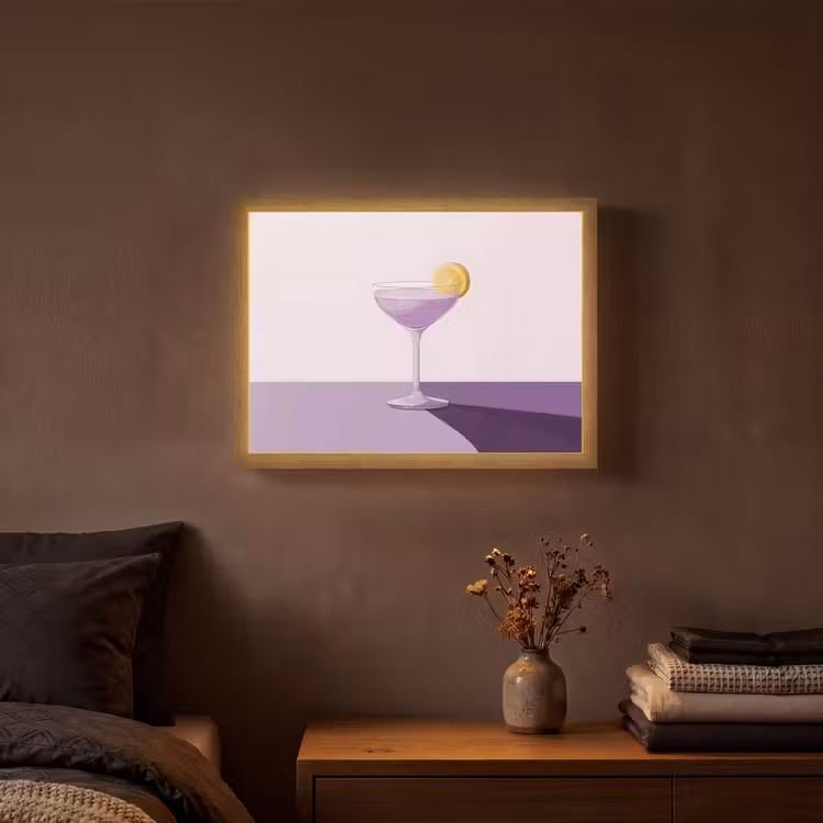 Cocktail - Paars - Minimalistisch - Citroen Light Box met batterij (Wandlamp) middel -sfeer4
