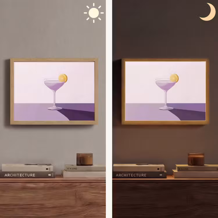 Cocktail - Paars - Minimalistisch - Citroen Light Box met batterij (Wandlamp) middel -sfeer3