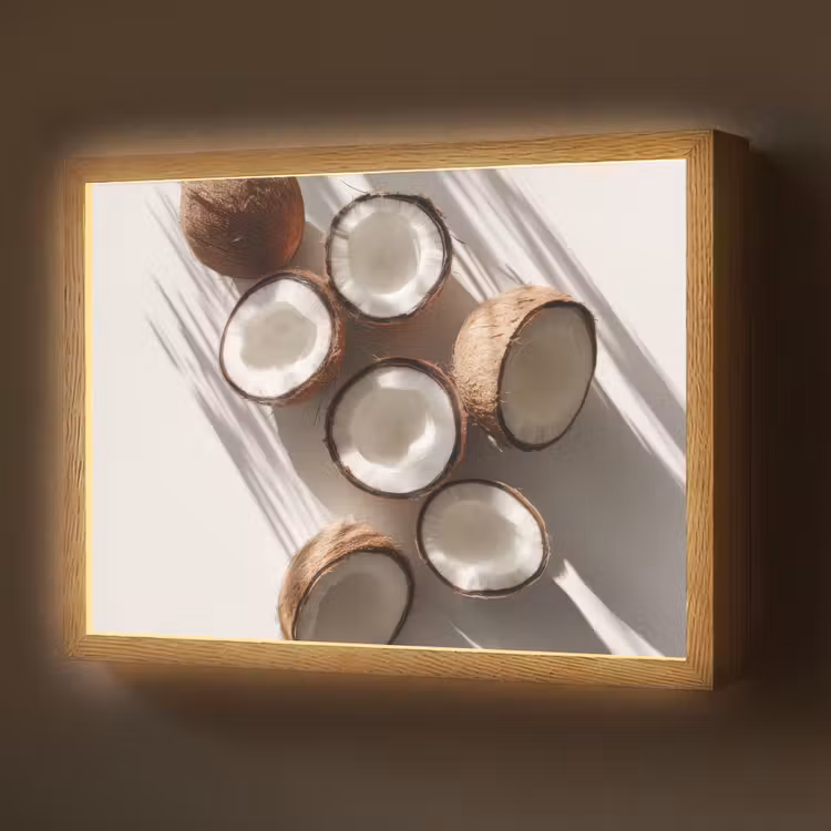 Kokosnoten - Bruin - Shaduw Light Box met batterij (Wandlamp) middel -z3d_website