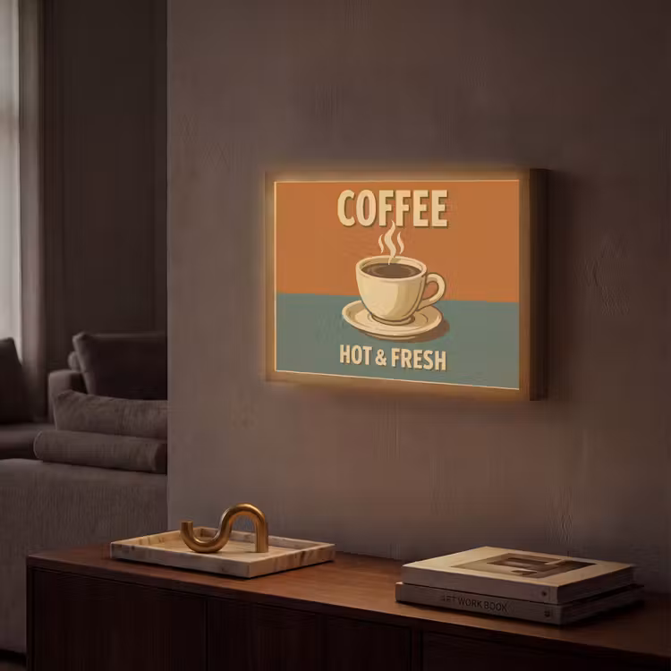 Koffie - Kop - Vintage - Quote Light Box met batterij (Wandlamp) middel -sfeer1