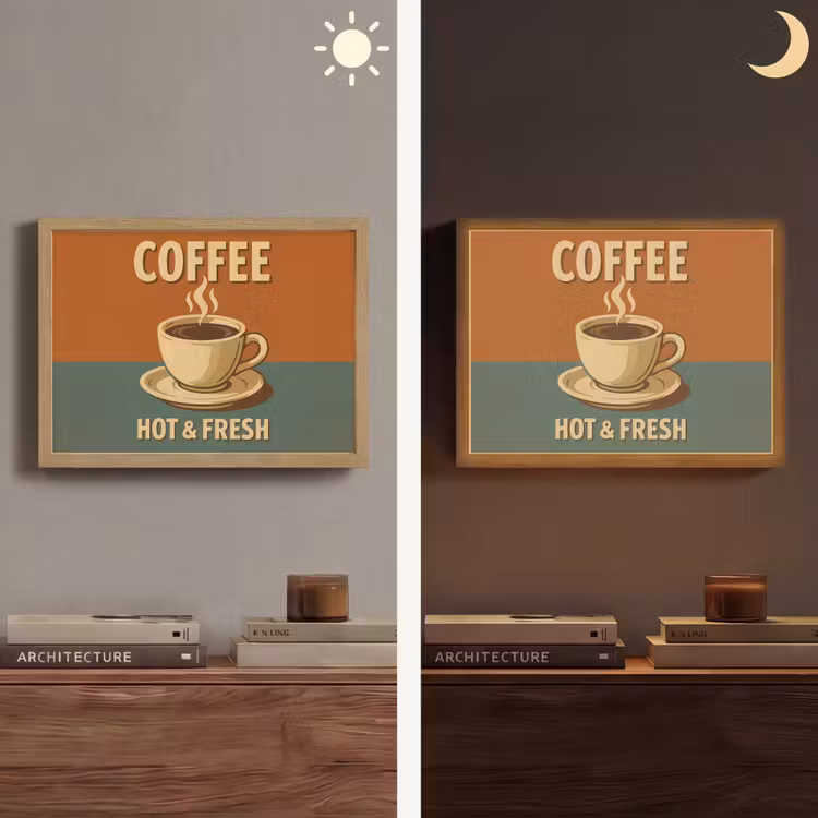 Koffie - Kop - Vintage - Quote Light Box met batterij (Wandlamp) middel -sfeer3