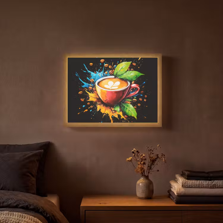 Koffie - Graffiti - Drinken - Abstract Light Box met batterij (Wandlamp) middel -sfeer4
