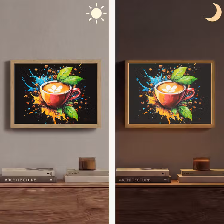 Koffie - Graffiti - Drinken - Abstract Light Box met batterij (Wandlamp) middel -sfeer3