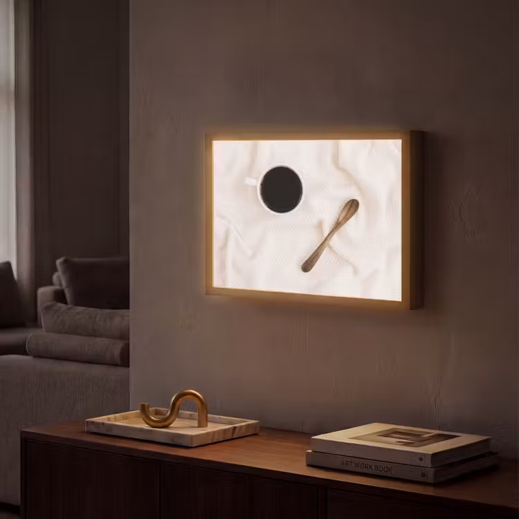Koffie - Lepel - Mok Light Box met batterij (Wandlamp) middel -sfeer1