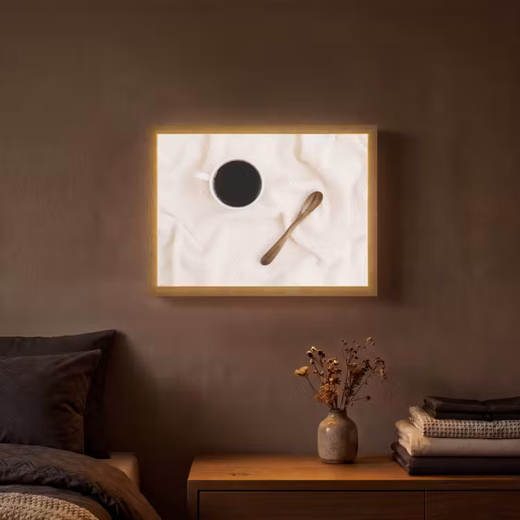 Koffie - Lepel - Mok Light Box met batterij (Wandlamp) middel -sfeer4