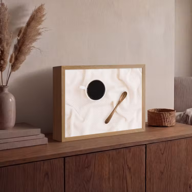 Koffie - Lepel - Mok Light Box met batterij (Wandlamp) middel -sfeer2