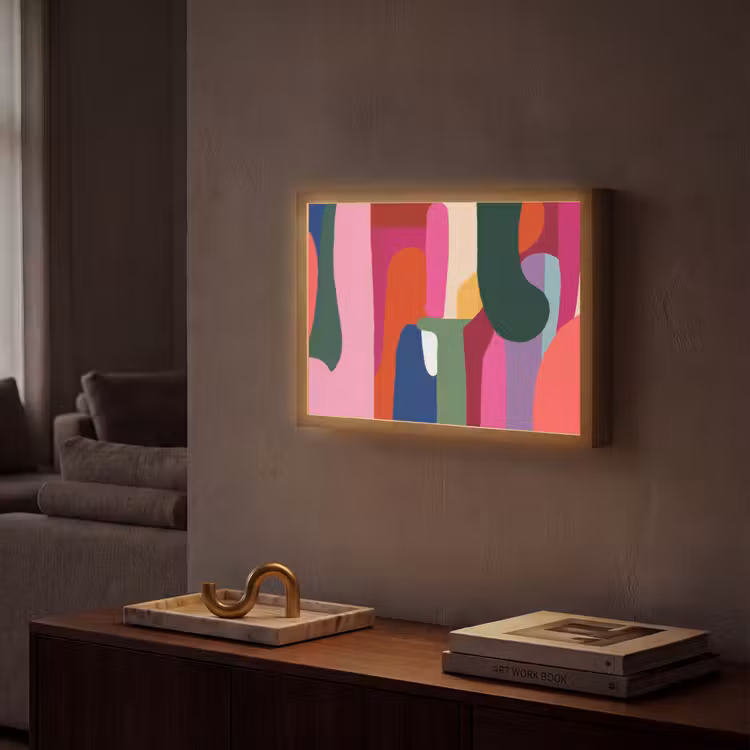 Kleurvakken - Recht - Rond - Abstract Light Box met batterij (Wandlamp) middel -sfeer1