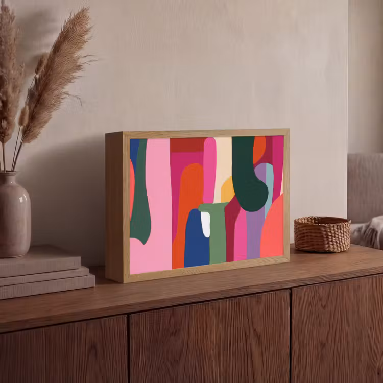 Kleurvakken - Recht - Rond - Abstract Light Box met batterij (Wandlamp) middel -sfeer2