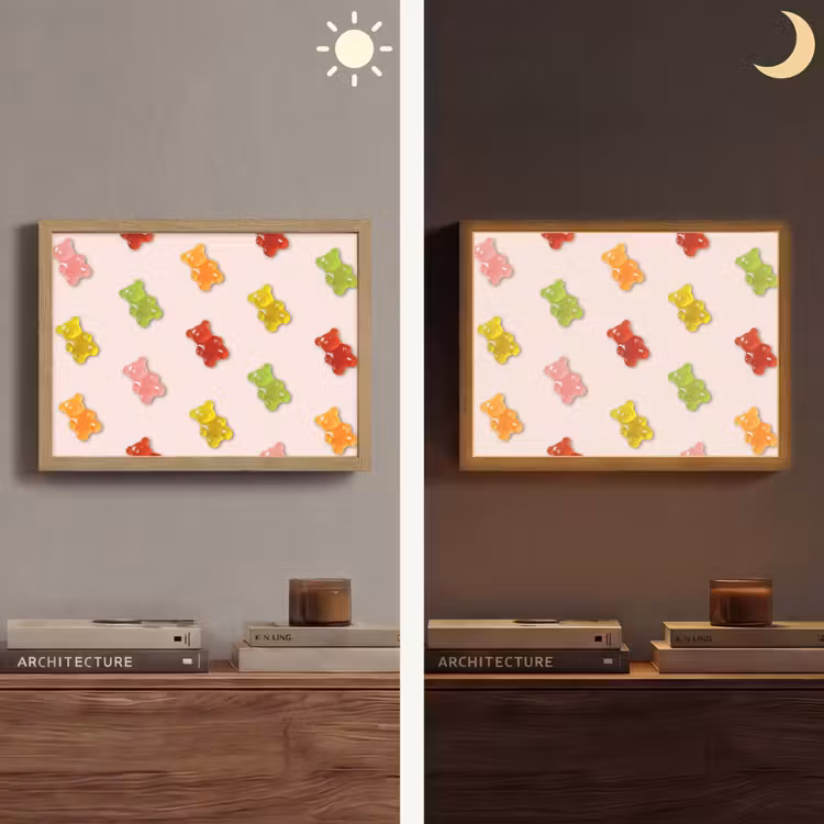 Kleur - Snoep - Roze Light Box met batterij (Wandlamp) middel -sfeer3