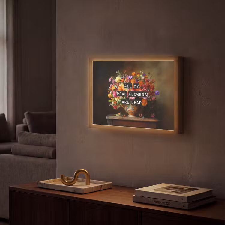 Kleur - Bloemen - Vintage - Bloemenvaas Light Box met batterij (Wandlamp) middel -sfeer1