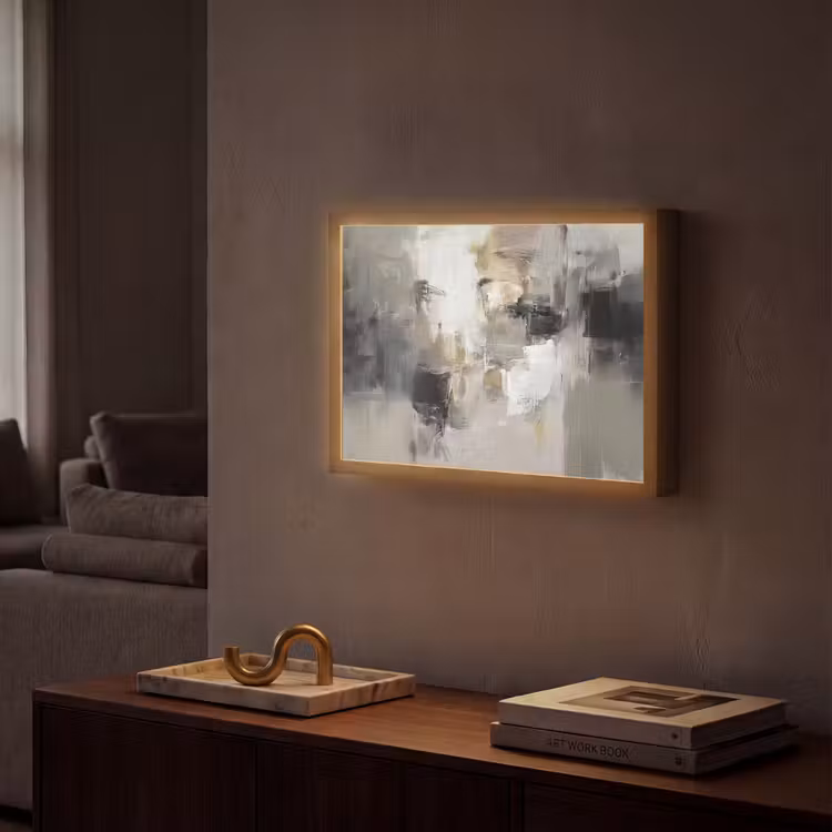 Kleurenpalet - Penseelstreken - Beige - Nevelig Light Box met batterij (Wandlamp) middel -sfeer1