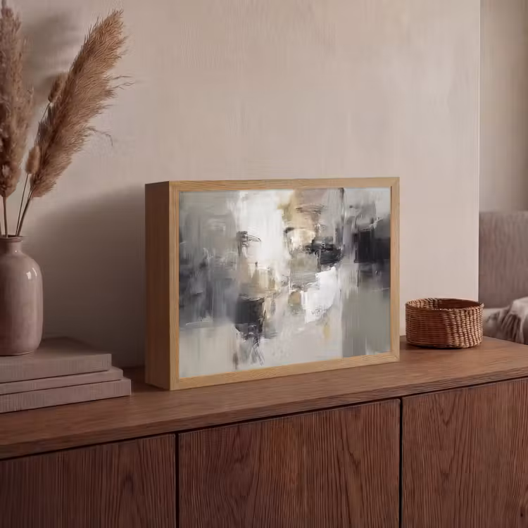 Kleurenpalet - Penseelstreken - Beige - Nevelig Light Box met batterij (Wandlamp) middel -sfeer2