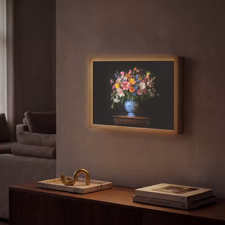 Kleur - Vaas - Bloemen - Boeket Light Box met batterij (Wandlamp) middel -sfeer1