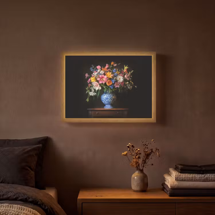 Kleur - Vaas - Bloemen - Boeket Light Box met batterij (Wandlamp) middel -sfeer4