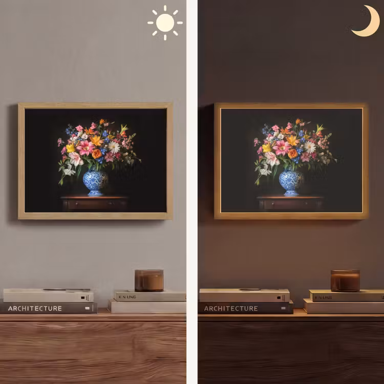 Kleur - Vaas - Bloemen - Boeket Light Box met batterij (Wandlamp) middel -sfeer3