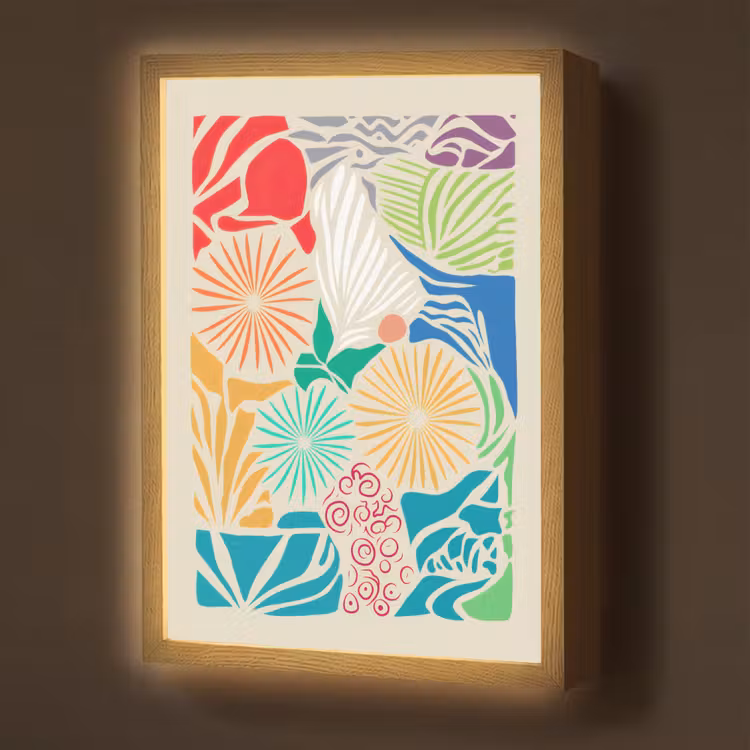 Kleurrijk - Abstract - Bloemen - Patronen Light Box met batterij (Wandlamp) middel -z3d_website