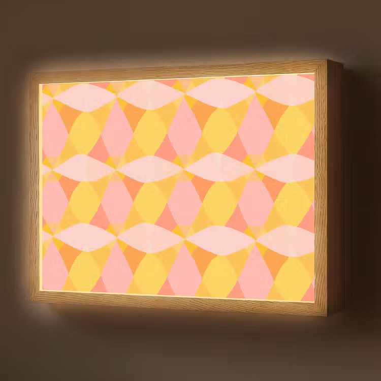Kleurrijk - Ruitpatroon - Bladvormen Light Box met batterij (Wandlamp) middel 907 -z3d_website