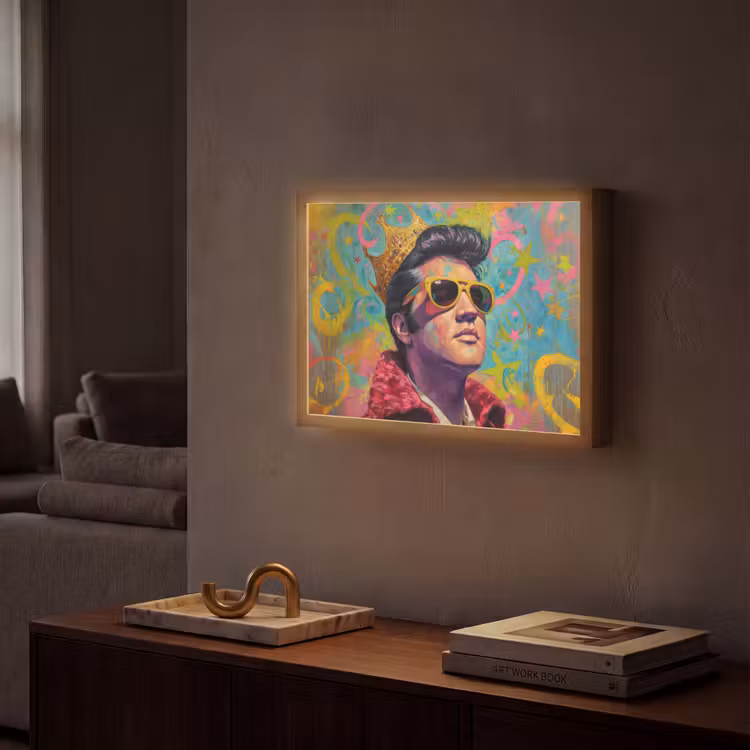 Kleurrijk portret - Kroon - Sterren Light Box met batterij (Wandlamp) middel -sfeer1