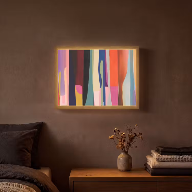 Kleurbanen - Verticaal - Kleurrijk Light Box met batterij (Wandlamp) middel -sfeer4