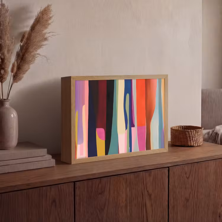 Kleurbanen - Verticaal - Kleurrijk Light Box met batterij (Wandlamp) middel -sfeer2