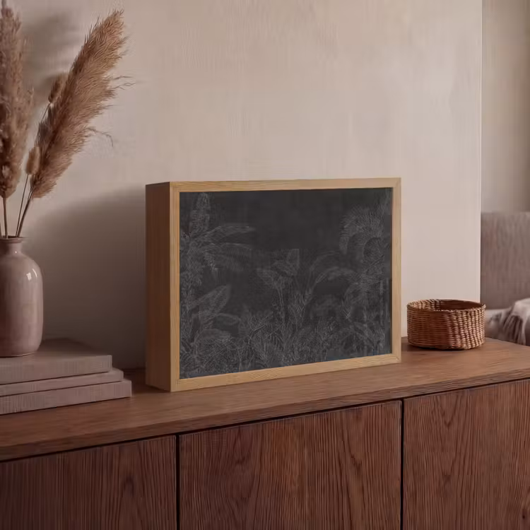 Beton - Patroon - Zwart Light Box met batterij (Wandlamp) middel -sfeer2