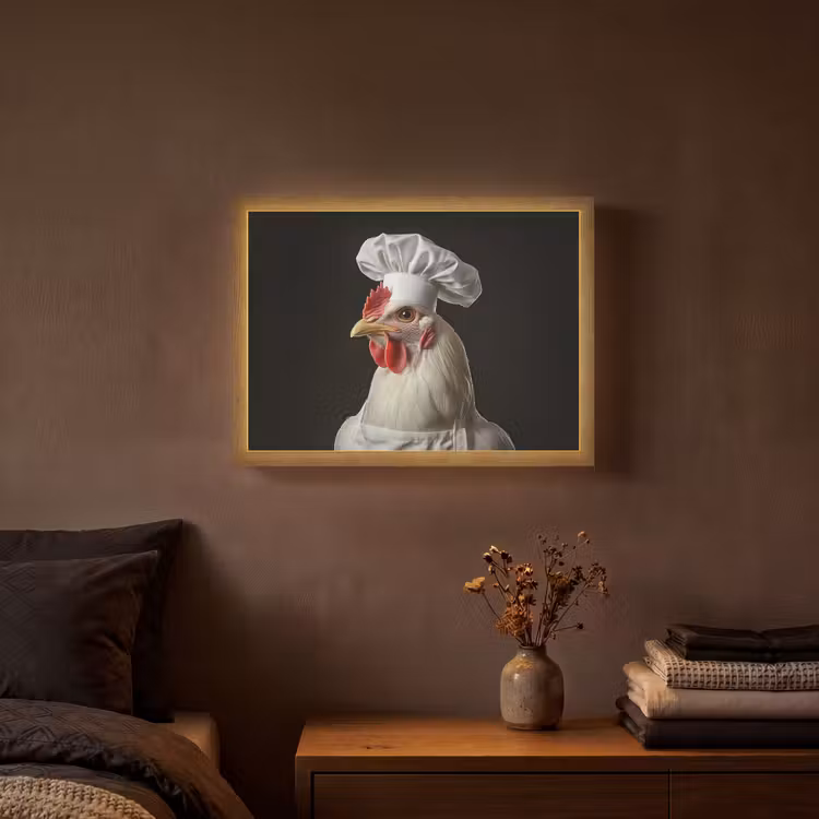 Kok - Rood - Kip Light Box met batterij (Wandlamp) middel -sfeer4