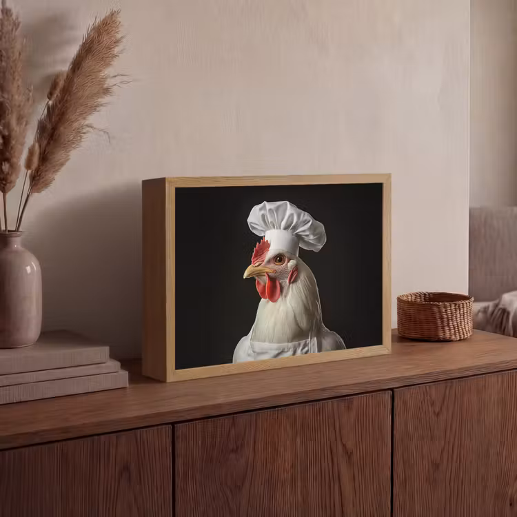 Kok - Rood - Kip Light Box met batterij (Wandlamp) middel -sfeer2